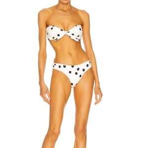 Jonathan Simkhai White/ Black Jules Polka Dot Bikini Bottom Swimwear $115 NWT